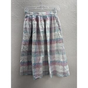Vintage Womens Jr. Things Skirt Size 7 Pink and Blue Plaid